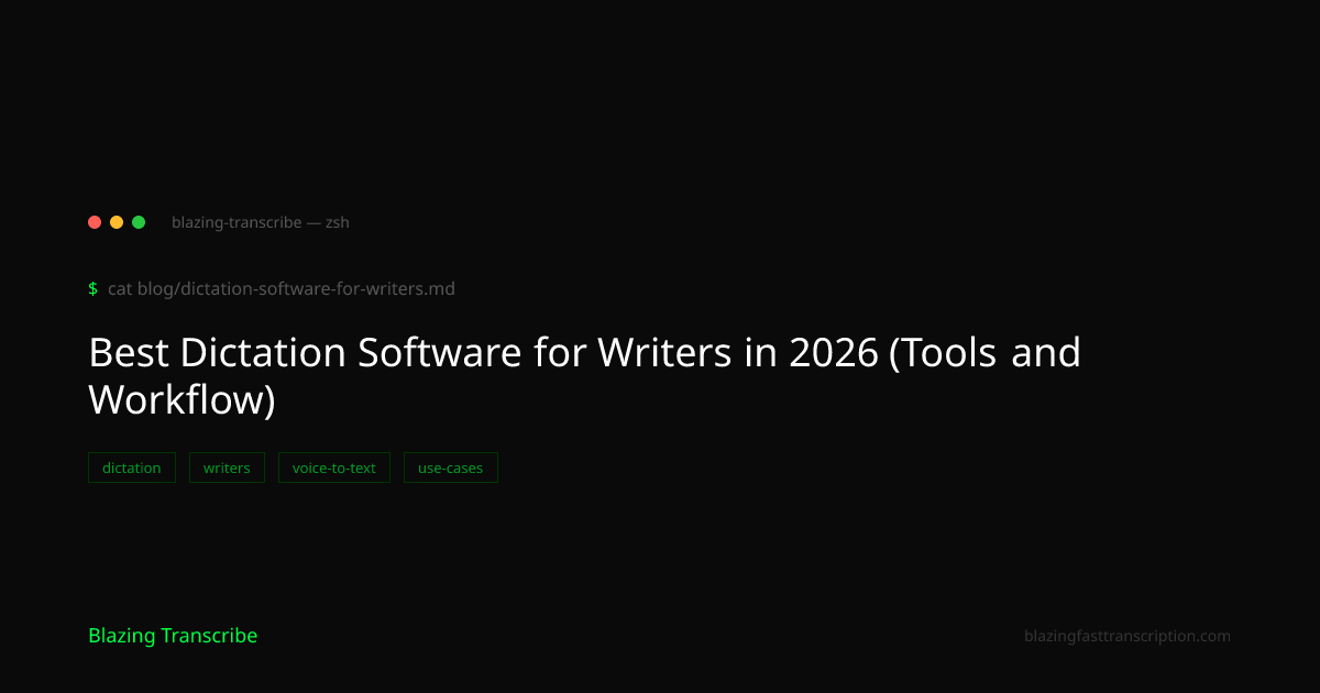 Best Dictation Software For Writers in 2026 — Blazing Transcribe